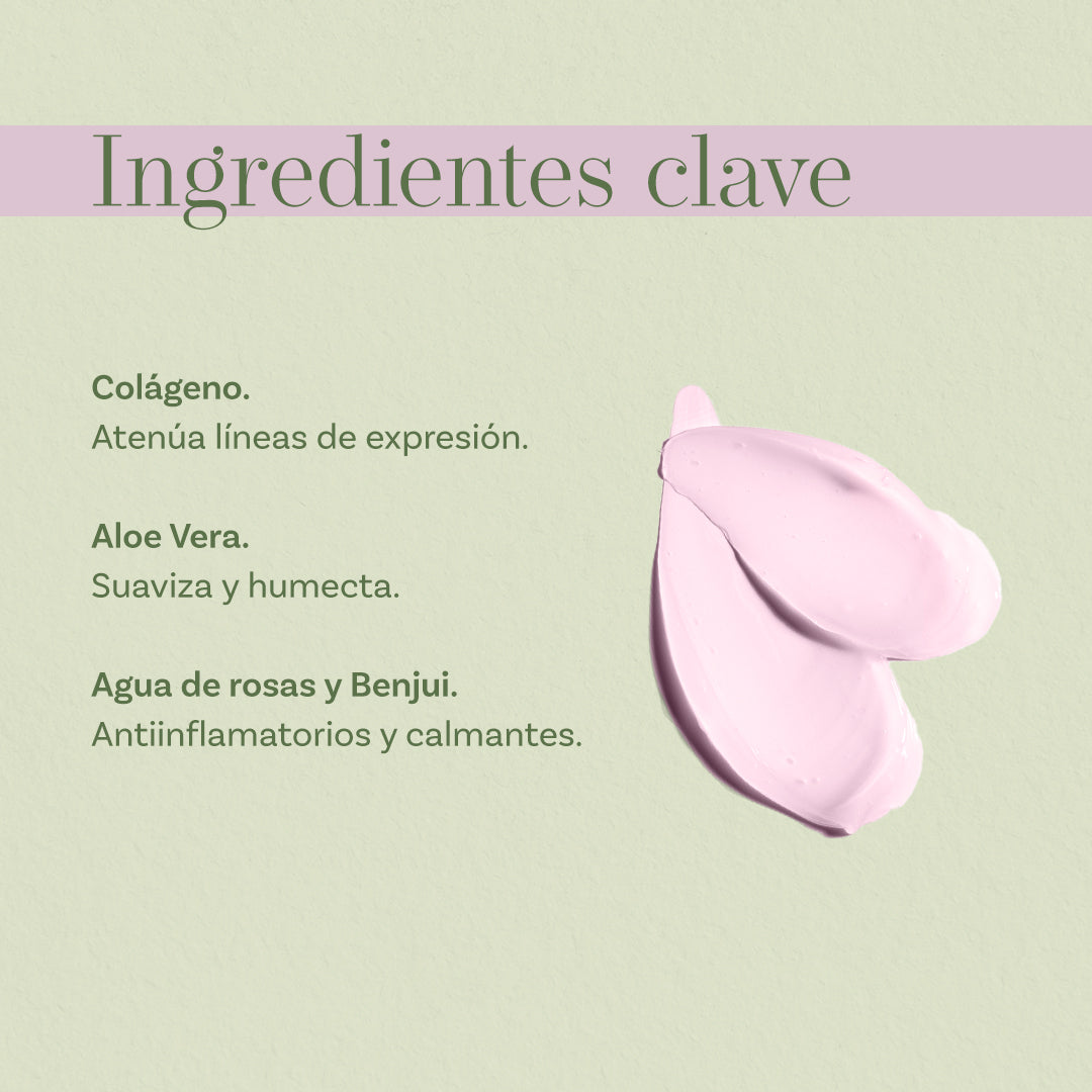 Crema Facial Humectante con Colágeno y Agua de Rosas