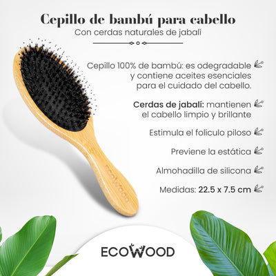 Cepillo de cabello con Cerdas de Jabalí (Cuadrado Mediano)