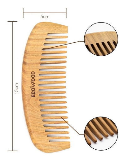 Peine de Madera de Sándalo Verde [Dientes Anchos]